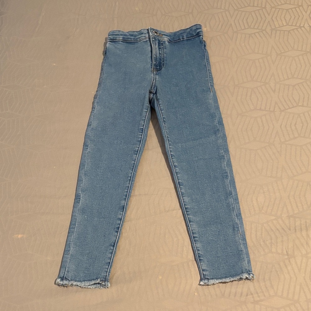 Zara Kids Blue Jeggings raw hem girls size 6